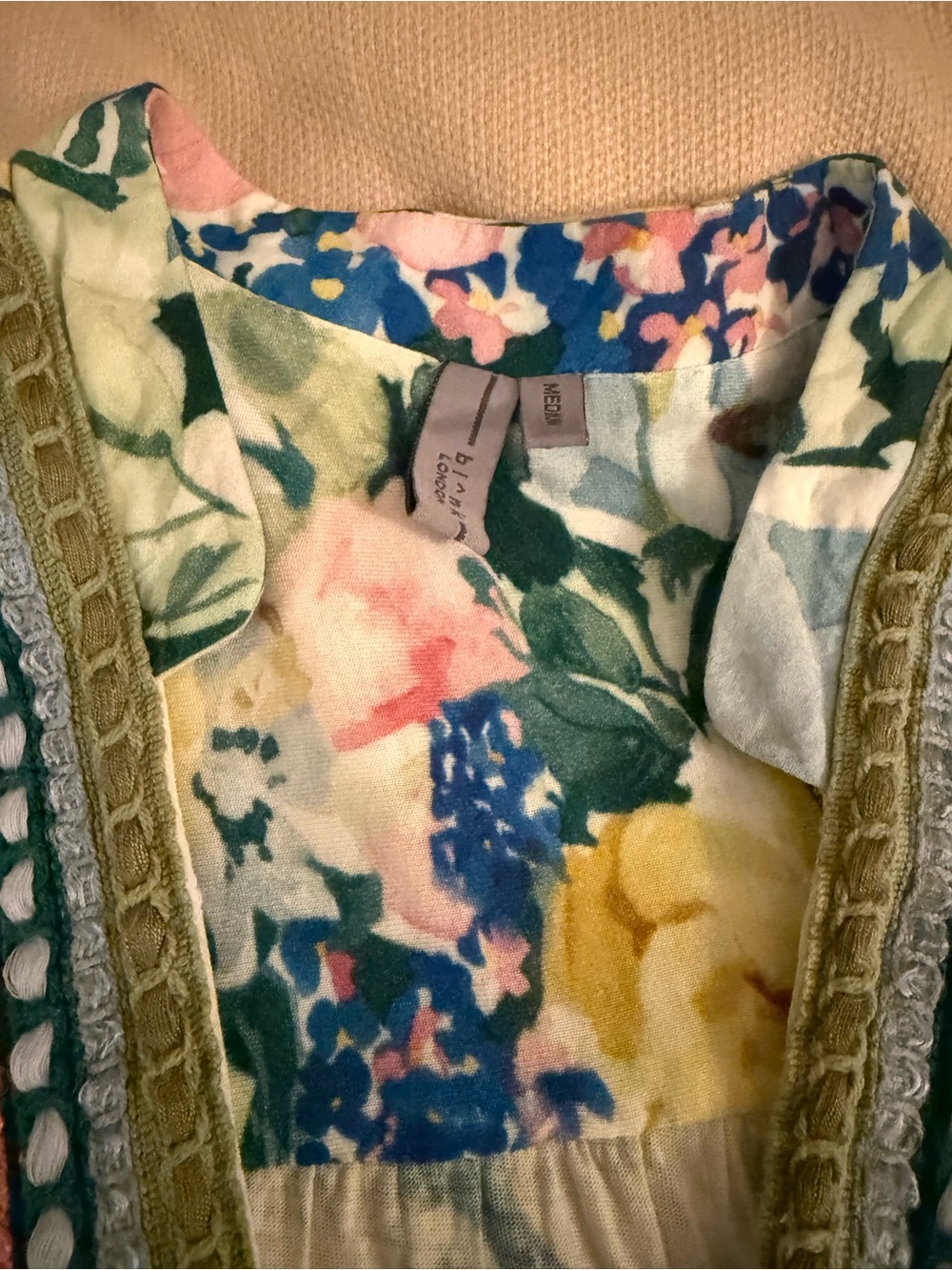 Anthropologie Floral Embroidered V-Neck Peasant Top - Green Multi. - Picture 8 of 10